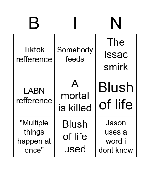 NYBN BINGO CARD Bingo Card