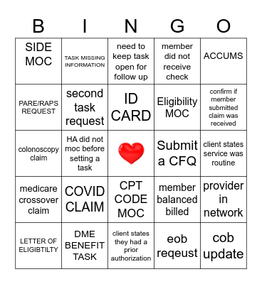 C&B BIngo Card