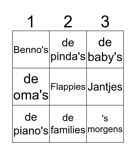 Woordpakket 9 BINGO Card