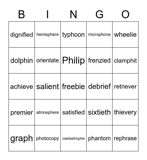 ie & ph Bingo Card