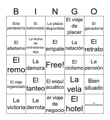 Spanish 3 Chapter 6 bingo C Bingo Card