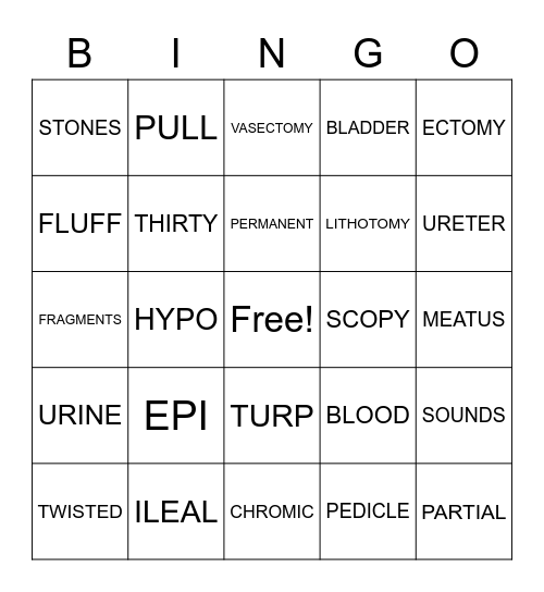 GU Bingo Card