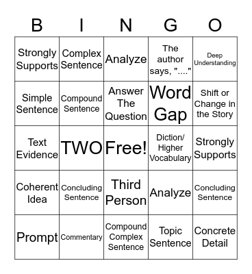 Jane Schaeffer Bingo Card