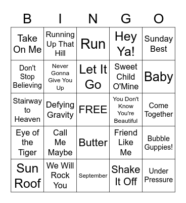 Music Bingo! Bingo Card