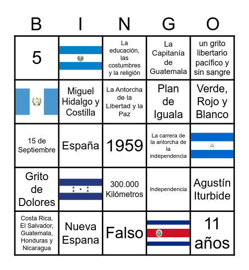 Día de la Independencia Bingo Card