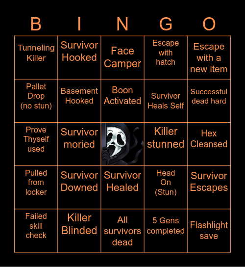 Dead by Daylight Bingo Card