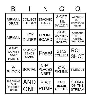 CORNHOLE BINGO Card