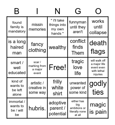 oc bingo . Bingo Card