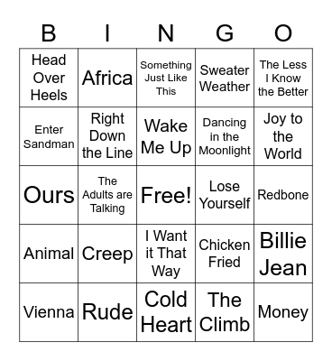 SONG BINGO Card