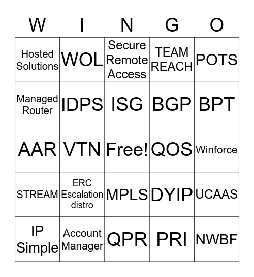 TEAM REACH WINGO Bingo Card