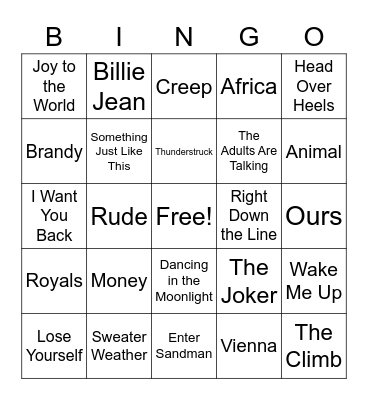 SONG BINGO Card