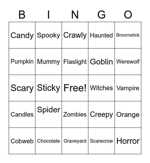 Spooky BINGO Card