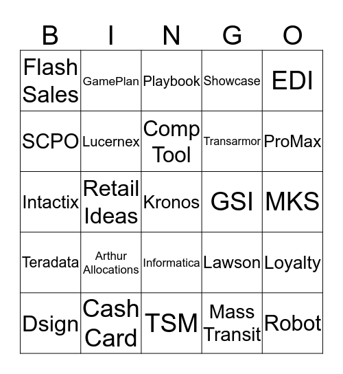 Some of the Stuff we work on :) Bingo Card