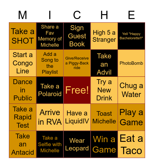 Michelle's Bachelorette 2022 Bingo Card