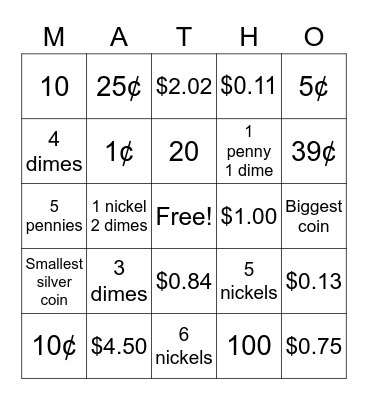 Math is FUN!!! Bingo Card