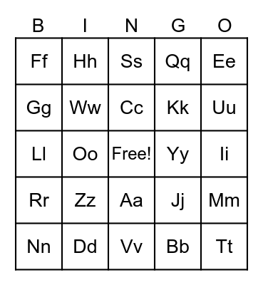 Alphabet Bingo Card