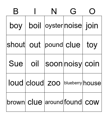 Phonics Bingo Card