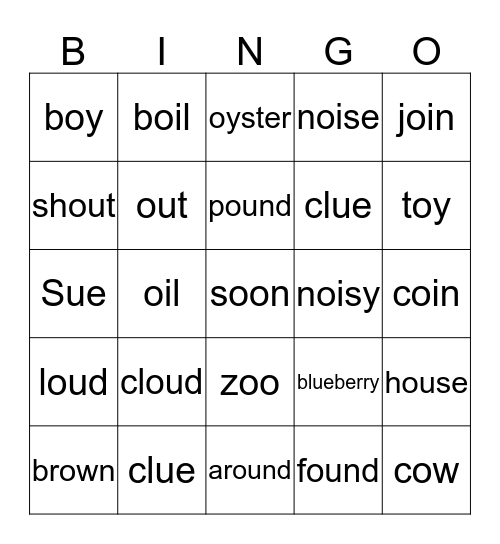 Phonics Bingo Card