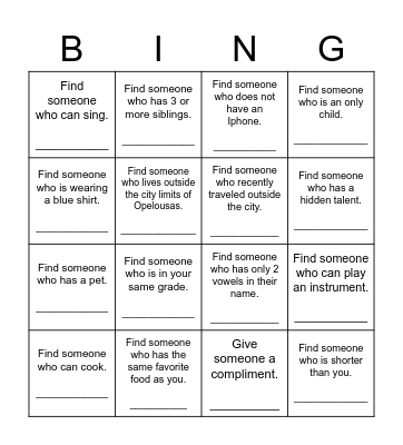 Untitled Bingo Card