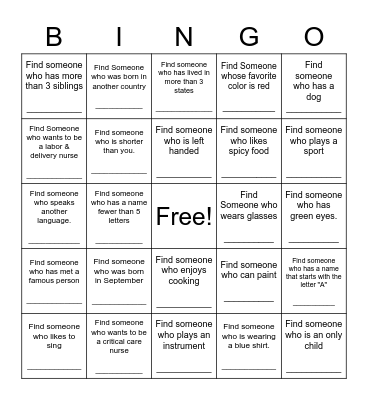 HCL Icebreaker BINGO Card