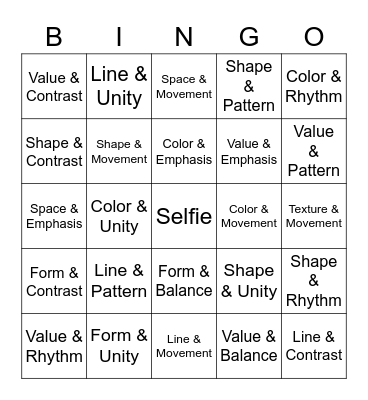 Elements and Principles Bingo Card