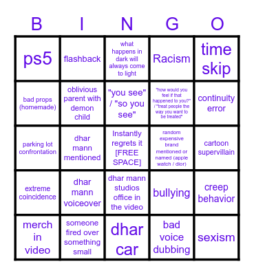 Dhar Mann Bingo v3 Bingo Card