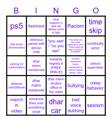 Dhar Mann Bingo v3 Bingo Card