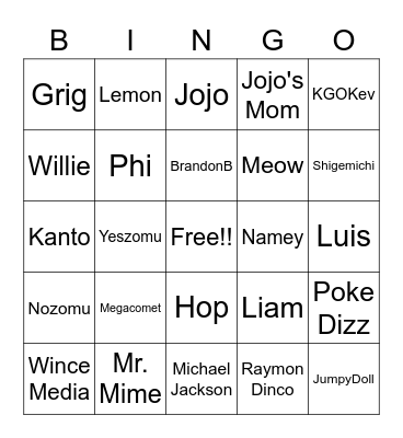 Test Bingo Card