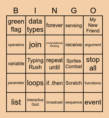 Program A Bingo Card