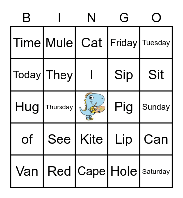 Sight Words Bingo Card