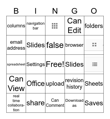 Google Basics Bingo Card