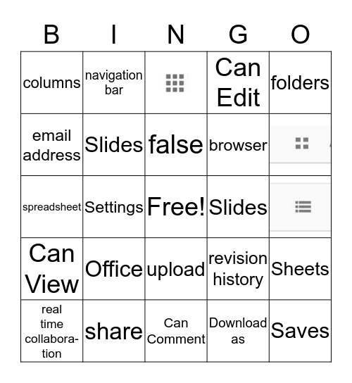 Google Basics Bingo Card