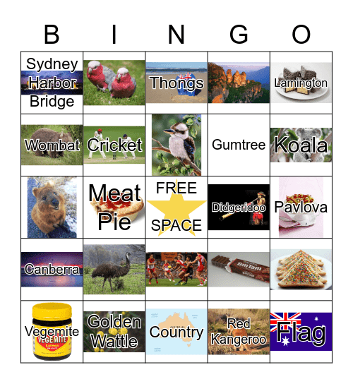 Australia Bingo Card