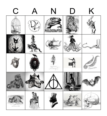 A Very Gothic Bridal Bingo Card