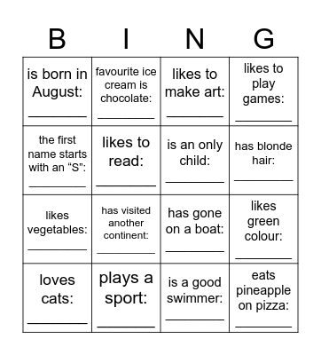 Find a Friend Who... Bingo Card