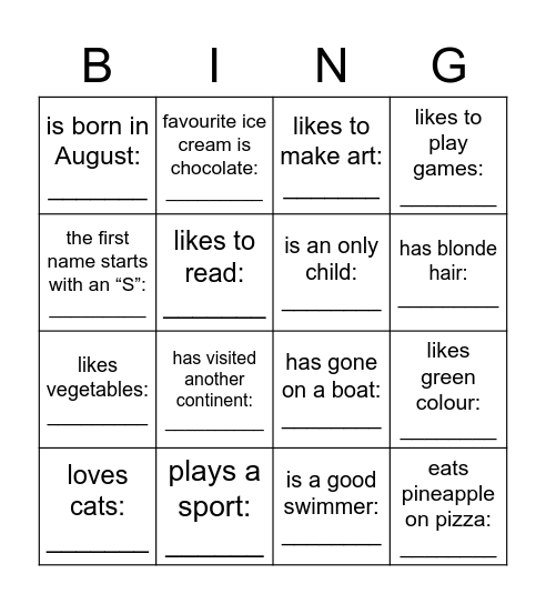 Find a Friend Who... Bingo Card