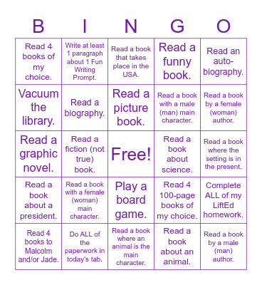 Library Bingo Card