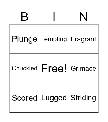 Vocabulary Bingo Card