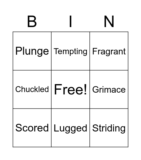 Vocabulary Bingo Card