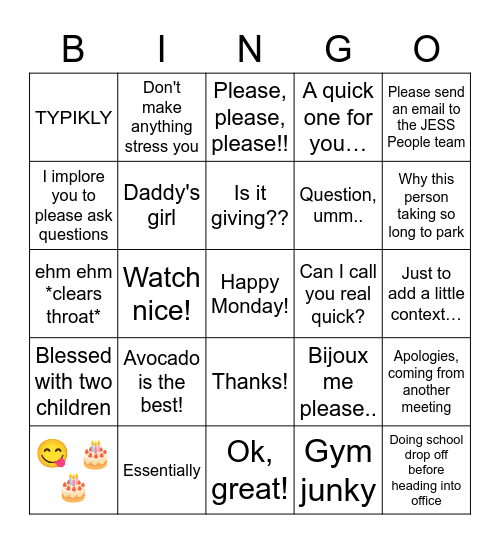 Sandra's Lingo Bingo! Bingo Card