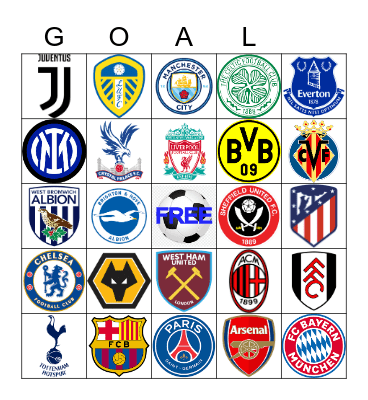 Premier League Bingo Card