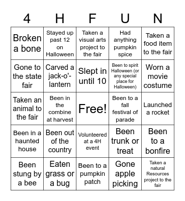 4H bingo Card