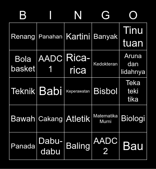Gi’s Bingo Card