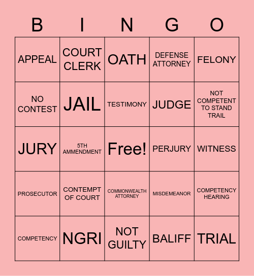 LEGAL ISSUES Bingo Card