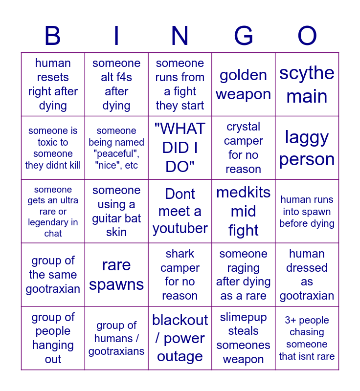 kaiju paradise bingo Card