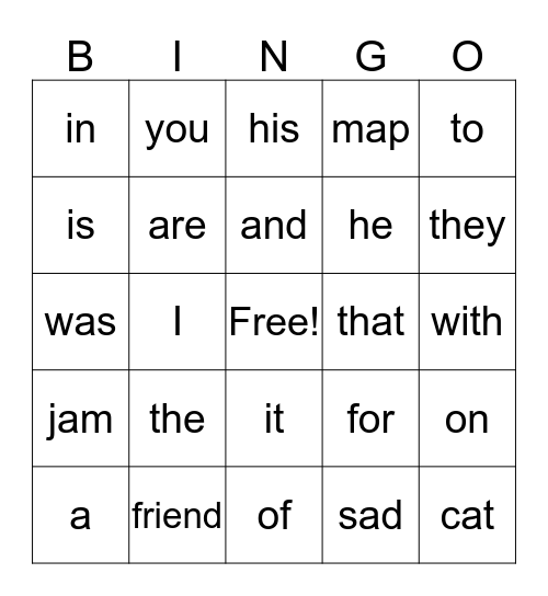 1st Quarter Sight Words! Bingo Card