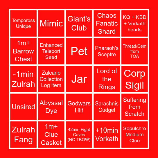 Goose's Christmas Bingo Card