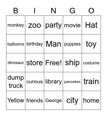 Curious Georgingo Bingo Card