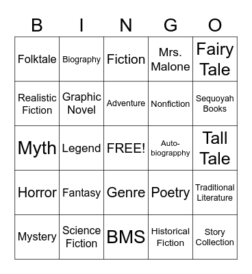 Genre Bingo Card