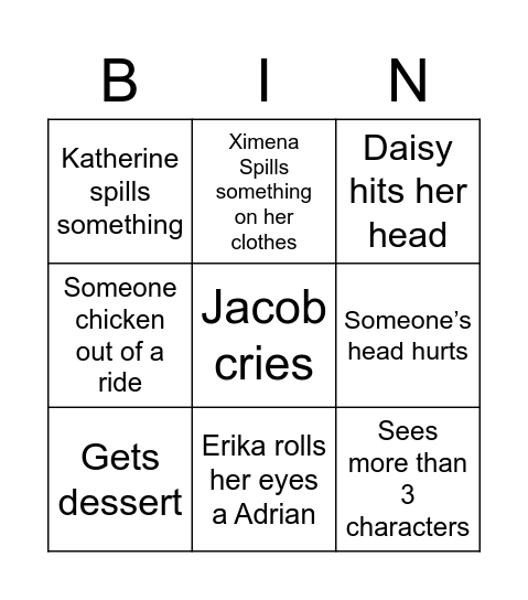 Disney Bingo Card